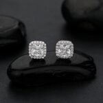 Square Sparkle Halo Stud Earrings